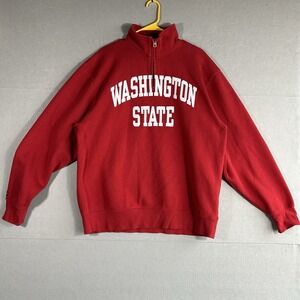 Vintage JanSport Washington State Quarterzip Size XL Red Preppy
